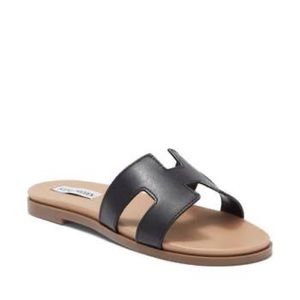 Steven Black Flat Sandals